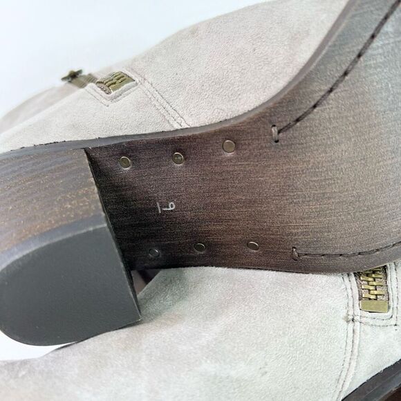 Sam Edelman Boots Womens 9M Gray Louie Western Style Suede Fringed Ankle - Picture 12 of 12